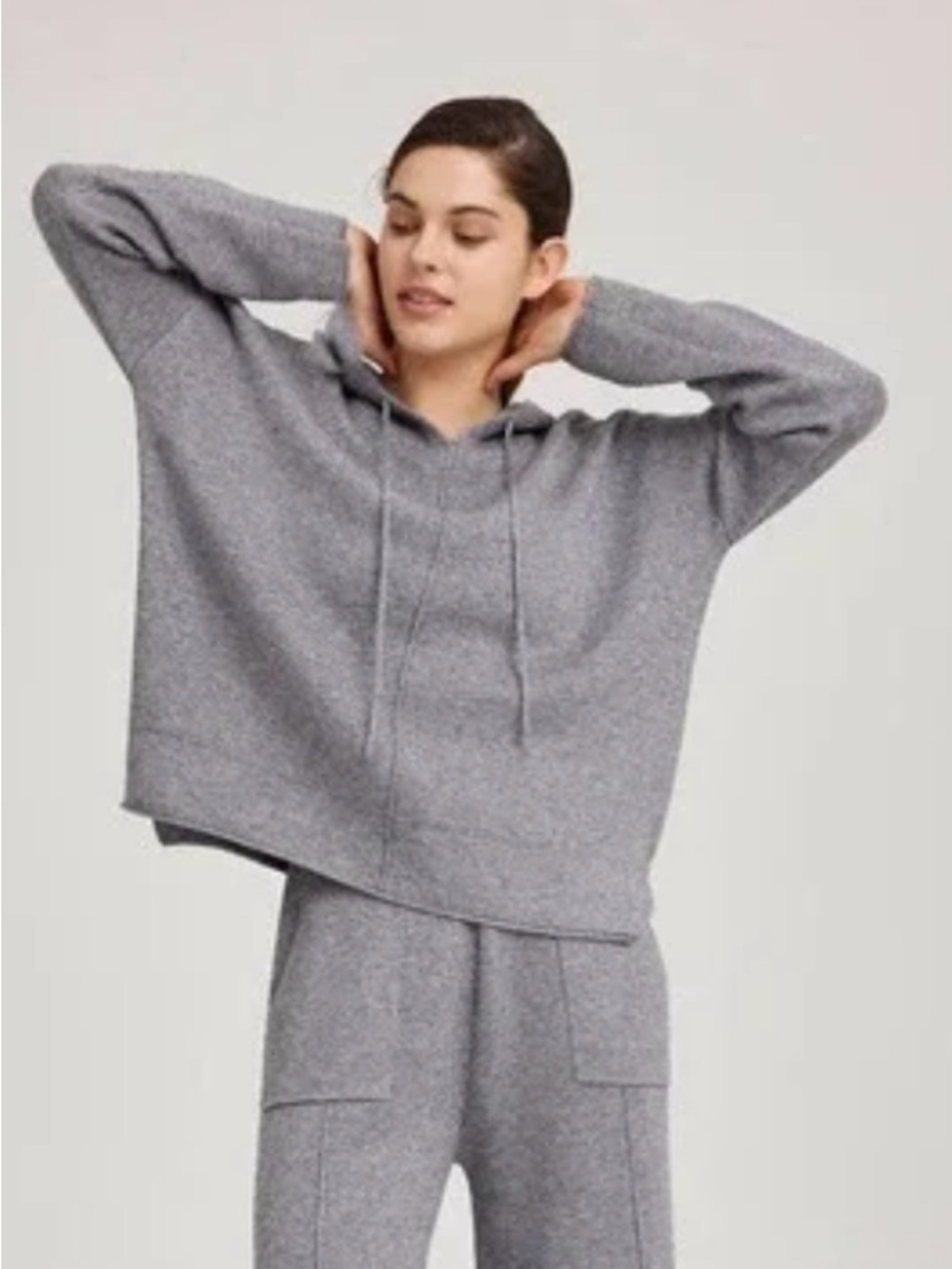 Nap Heverly Ann Wool Blend Hoodie Morning Fog Gray Size Medium Luxury Loungewear
